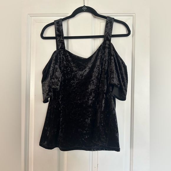 Sanctuary Black Velvet Cold Shoulder Top - Picture 3 of 8